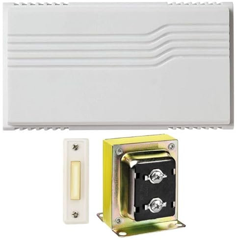 Newhouse Hardware Two Note Wired Door Bell Chime Kit w/Transformer & Surface Mount Lighted Push Buttons, 16VAC/10 VA, White