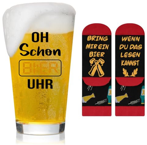 Joymaking Calcetines para vasos de cerveza, juego de regalos divertidos para hombres, regalo de cumpleaños, pequeños regalos especiales de Navidad, regalo divertido para novio - 15 oz