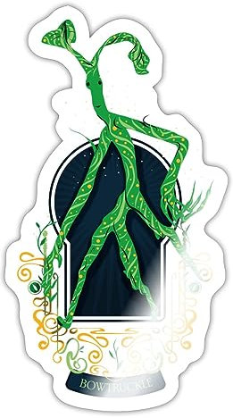 Spreadshirt Phantastische Tierwesen Bowtruckle Sticker, max. 10 x 10 cm, 10 x 10 cm, Weiß glänzend