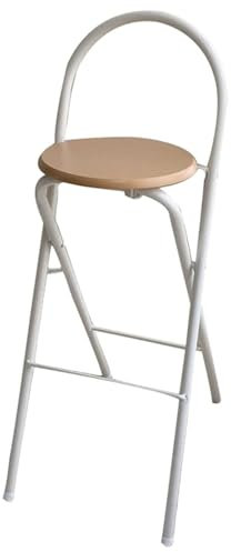 1 Pezzi 24 Pollici Sgabello da Bar Pieghevole con Schienale, Altezza Seduta 60cm,Salvaspazio Impilabile Sedia da Cucina (Color : Natural, Size : 60cm/24inch)