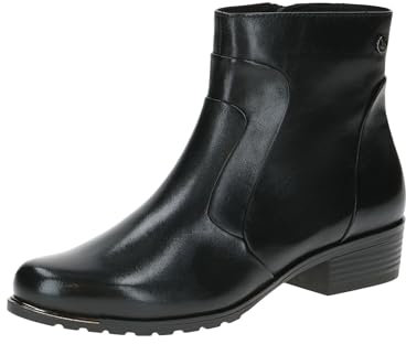 CAPRICE Damen Stiefeletten mit Absatz aus Leder mit Reißverschluss, Schwarz (Black Nappa), 38 EU