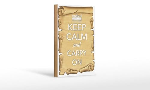 FEMER Holzschild Spruch 12x18cm Keep Calm and Carry on