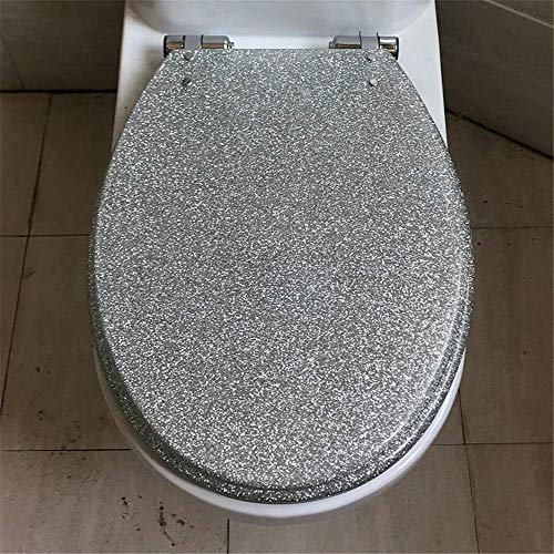 Automatisch absenkbarer Toilettensitz aus Kunstharz, WC-Sitz, verschiedene Designs, stabile Qualität, einfache Montage, kleiner Fisch (Silber)