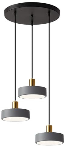 Mengjay LED Pendelleuchte,Pendelleuchte Esstisch Hängelampe Höhenverstellbar,Moderne Nordisch Deckenlampe Pendellampe 3-Flammig Kronleuchter für Esszimmer, Wohnzimmer, Kücheninsel (Grau)