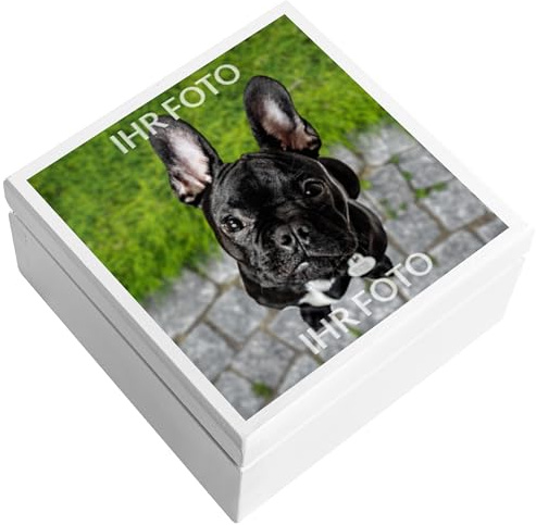 Creative Deco Personalisierte Geschenke Fotogeschenke Holzkiste | dein Foto | Eigenes Bild Individuelle Geschenk | Weiße Geschenkkiste Geschenkbox | Für Frauen, Männer und Paar