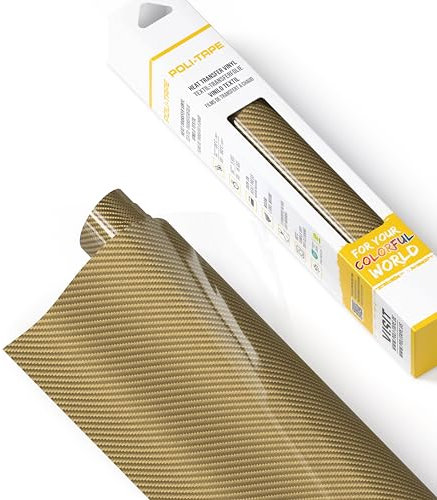 POLI-FLEX® CARBON Transferfolie für Textilien – Designfolie in Carbon Optik zum Aufbügeln, Plotterfolie für DIY Shirts, Gold Carbon, 30,5 cm x 61 cm