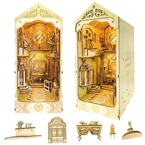 Booknook Kit Elf Stargaze Bausatz DIY Miniatur Puppenhaus Booknook 3D Holzpuzzle Buchstütze Bücherrega Einsatz Dekoration mit LED-Licht für Jugendliche und Erwachsene