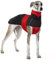 wasserdichte Salukis Mäntel, Hundepullover Fleece Windhund Jacke Schneeanzug Windhund Winter Outfit Hundemantel Windhund Reflektierend(Rot, 2XL)