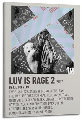 Lil Album Uzi Vert Luv Is Rage 2 Musikalbum Poster Leinwand Kunstdruck Popmusik Album Druck Kunstalbum Wohnzimmer Zuhause Dekorative Kunst 40 x 60 cm Rahmenstil 9