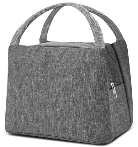 GAOHUI Insulated Lunch Bag for Men Women, Packed Small Cool Bag Lunch Box Kids, Thermal Water-Resistant Adults Lunch Box Bags for Work, School, Picnic Outdoor (Grey)