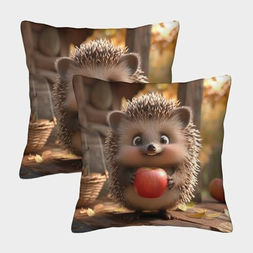 GQLIDDAOE Igel Kissenbezug 2er Set Kissen Bezug Kuschelkissen für Sofa Schlafzimmer Kissenhülle 50x50cm