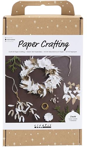 Craft Kit Paper Crafting - Craft Your own White Christmas Wreath from Paper - Intermediate Level Craft Kit