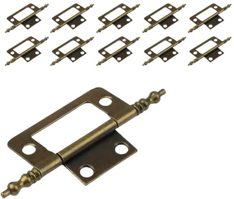 8PCS Stainless Steel Flush Hinges,Antique Brass 2 Inch,Door Hinges for Drawer Cabinet