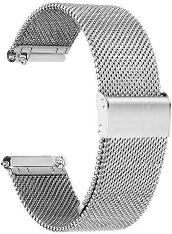 TStrap Metall Uhrenarmband Edelstahl Mesh - Silber Schnellverschluss Armband Uhren für Herren Damen - Weich Ersatz Smartwatch metallarmband Uhr - 10mm 12mm 14mm 16mm 18mm 20mm 22mm