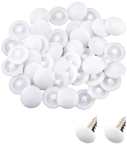 100PCS White Screw Cover Caps, Cross Head Screw Caps White, Decorative Screw Covers White, Snap-In Cover Caps Fit Phillips Screw, Plastic Screw Covers for Furniture, Wardrobe