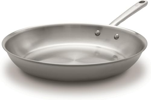 Atma la Bonne Poêle Inox Triple Couche - Poêle Induction 28cm avec Manche Riveté - Sans PFAS ni Revêtement Chimique - Compatible Tous Feux et Four - Fabriquée en France