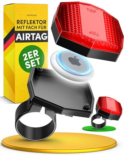ONROAD Ontrack Reflektoren Fahrrad – Airtag Versteck, diebstahlsicher & verschraubt – Hinten, StVZO-konform – Reflektor Fahrrad mit Fach, 2 Stück