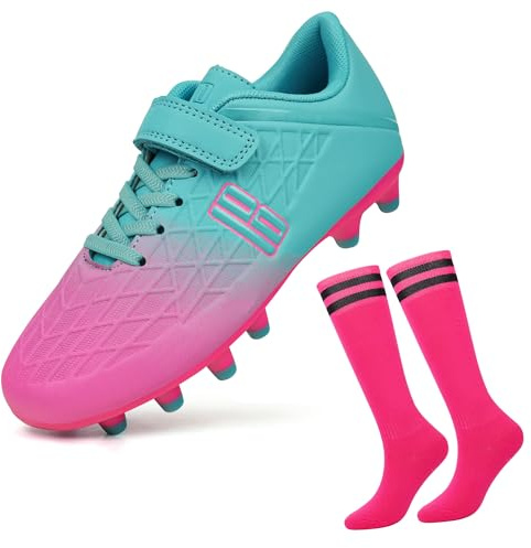 JABASIC Fussballschuhe Kinder Firm Ground Football Schuhe Jungen Mädchen Fußballschuhe mit Fußball-Socken