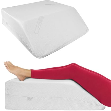 Restorology Leg Elevation Pillow for Sleeping, Back Pain Relief, Coolmax Cover, High-Density Foam, Bed Wedge Pillow, Knee Pain, Post Surgery Pillow, Circulation and Swelling, Pregnancy.