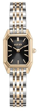 BURKER Damenuhr Isabell Petite | Rechteckiger Damen Armbanduhr Gliederarmband Edelstahl Analog Quarz 3-ATM Wasserdicht