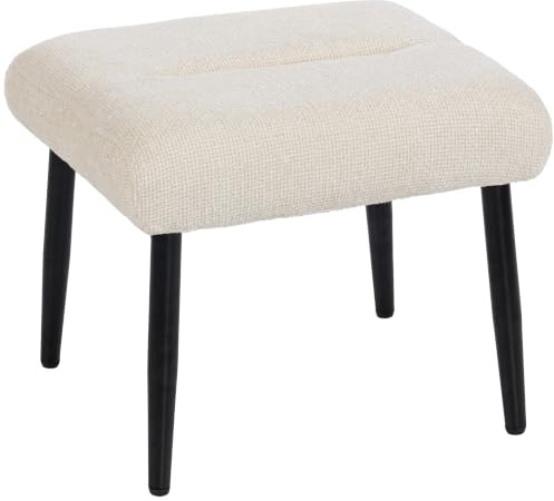 HOMCOM Sitzhocker Hocker mit Weichem Sitzkissen Stahlbeinen Cremeweiß | Fußhocker, Chenille-Stoff, Polsterhocker, Ottoman, für Schlafzimmer, Wohnzimmer