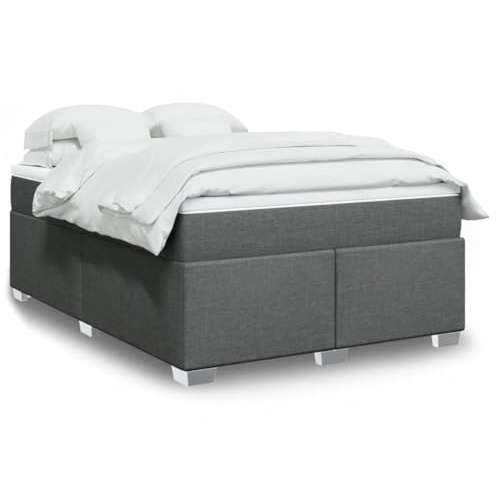 QJBSAVVA Boxspringbett Dunkelgrau 140x190 cm mit Taschenfederkernmatratze & Topper, weiches Polyester, Stauraum unter Lattenrost, Jugendzimmer Gästezimmer Doppelbett für erholsamen Schlaf