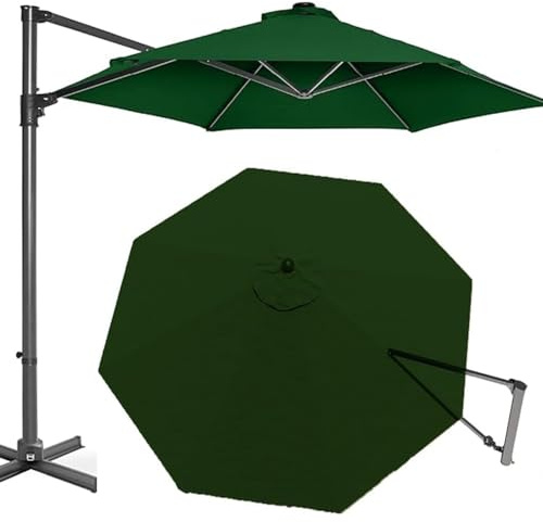 OPOLDBDMAC 10Ft 11.5ft Patio Umbrella Replacement Canopy For Cantilever Umbrella Round, 8 Ribs Market Umbrella Top Cover, Pool Parasol Offset Umbrella Canopy Top Only(Dark green,3.5m/11.5ft)