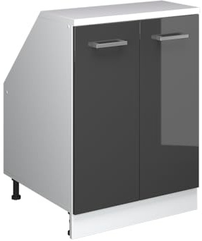 Vicco Küchenschrank für Dachschrägen R-Line, Anthrazit Hochglanz, 60 cm