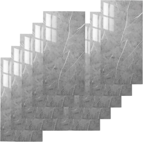 Adesivi per piastrelle in marmo 10 pezzi, 60 x 30 cm, pellicola adesiva autoadesiva impermeabile, rimovibile, per rivestimento murale in cucina, bagno, soggiorno (Grigio)