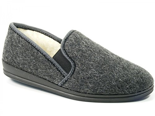 Rohde 2610-82 Lillestrom Schuhe Herren Hausschuhe Wollfutter, Größe:44 EU, Farbe:Grau