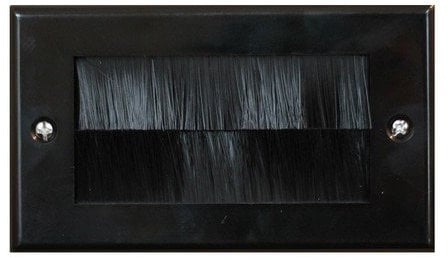 Black Double Gang Brush Strip Wallplate/Wall Plate/Faceplate Cable Tidy by electrosmart for Wall Mounted Plasma TV etc