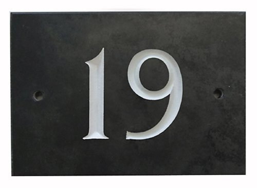 The House Nameplate Company Slate House Number, Charcoal Grey,Number 19