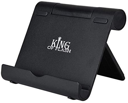 KING OF FLASH Portable Desk Multi Angle Stand Holder for 4-12 Tablet, Pad, Smartphone, Phone & Various Devices (Black)