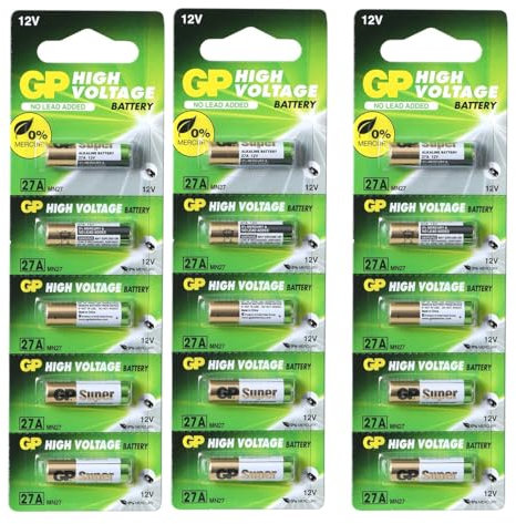 GP GP27A-C5 Baterías Super Alkaline 27A 12 V de alto voltaje de la batería alcalina (Pack de 15)
