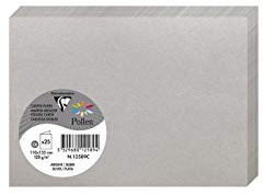 Clairefontaine 12589C - Packung mit 25 Karten Pollen Format C6 11x15,5cm, 210g, ideal für Ihre Einladungen und Korrespondenz, Silber, 1 Pack