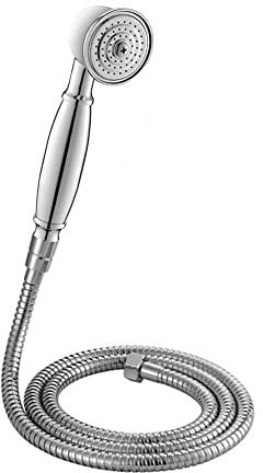 ENKI, EH002, Chrome, Traditional Handheld Shower Head & Hose Kit, Solid Brass & Stainless Steel, Traditional Design, Easy Clean & Easy to Install, Standard UK Fitting