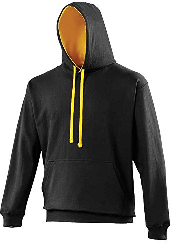 AWDis Men's Varsity Hoodie, Multicoloured (Jet Black/Gold), Large