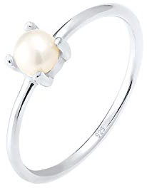 Elli Ring Damen Solitär mit Süßwasserperle in 925 Sterling Silber