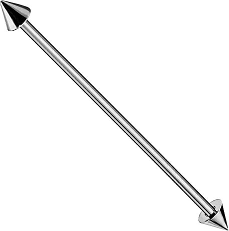 Monster Piercing Solide Titan G23 14 Gauge (1,6 MM) - 45MM Länge gerader Barbell mit 6MM Konus Industrial Piercing