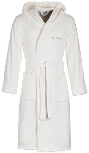 Di Vadini Florenz Peignoir à capuche pour homme et femme Unisexe I Vêtement de nuit en microfibre élégante Certifié Öko-Tex Standard 100 I Kimono avec couleurs et tailles XXS - 5XL - Blanc - X-Small