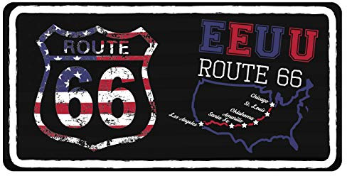 Oedim Amerikanisches dekoratives Nummernschild, 30,00 cm x 15,00 cm, US-Route 66, Wanddekoration, Aluminium, 3 mm, robust