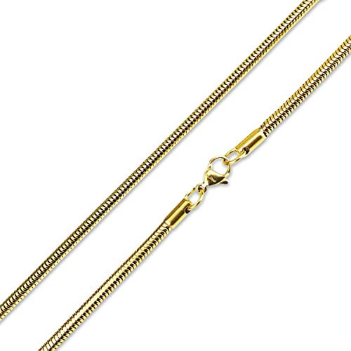 König Design Schlangenkette 0,9mm Herren Damen Edelstahlkette Halskette Gold 50 cm lang