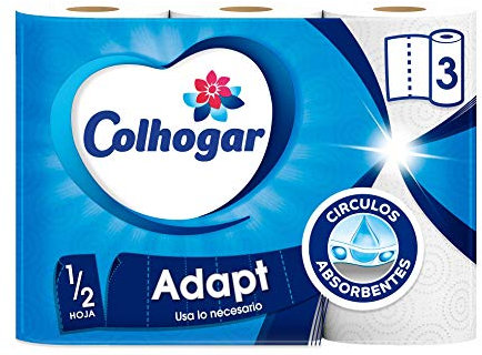 Colhogar Adapt 14x3 - Papel Cocina con Precorte de Media Hoja - 42 Rollos