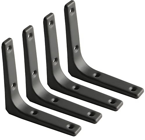 SAYAYO Regalwinkel Schwerlast Regalhalterung Schwarz Regalhalter Metall 90 Grad L-förmige 4 Stück Winkel Regal 100x100 für Wandhalterung Regal, Eckregal, Hölzern Möbel