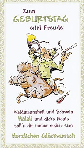 Fritzmann Zum Geburtstag Waidmannsheil Keiler Geburtstagskarte Jäger Jagd mit weißem Umschlag/Kuvert