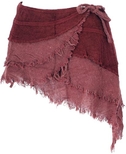 Goa Cacheur mit Spitze, Minirock, Wickelrock, Damen | 100% Baumwolle, individuelle Weitenanpassung, ideal für Frühling-Sommer, handgefertigt, mit Tasche