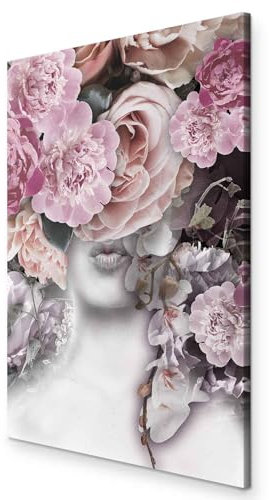 murando - Wandbilder Frau 40x60 cm 1 tlg - Wand Deko Vlies Leinwand Bilder Groß Wanddeko Wohnzimmer Schlafzimmer Kunstdrucke - Blumen Porträt b-C-0603-b-a