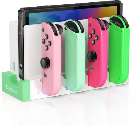 Switch Charger Dock für Nintendo Switch/OLED | Ladestation für Joy-Con Controller, mit LED-Anzeige, Laden Sie bis zu 4 Joycon Controller - DS Game Boy Advance Konsolen