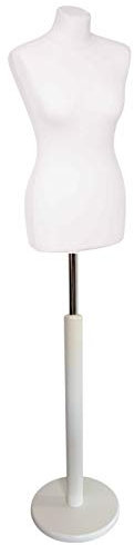fella4stores Damen Schneiderbüste, Schaufensterpuppe, Weiß, Polystyrol, 100 cm Brust, 100 cm Taille, 74 cm Höhe, XS-XXL, Damen, Schneider, Modeprofis, Mannequin