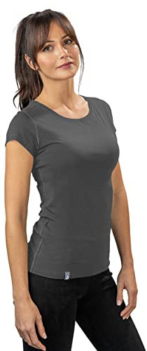 ALPIN LOACKER Merino Shirt Damen Kurzarm und Poloshirt I atmungsaktives Funktionsshirt schnelltrocknend für Sport und Wandern I Merinowolle Tshirt und Thermooberteil, Grau M